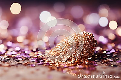 Exquisite purple and gold glitter bokeh background with shining texture and captivating beauty Stock Photo