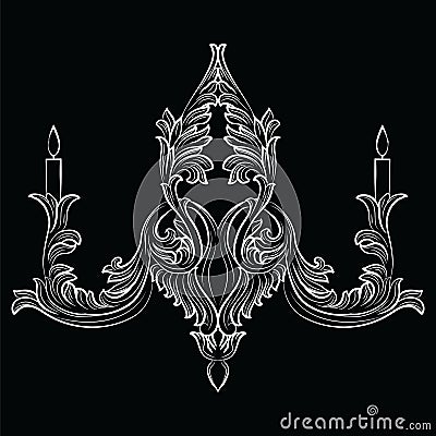 Exquisite Rich Baroque Classic chandelier Vector Illustration