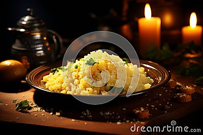 Exquisite traditional Brazilian food menu, delicious delicacy, brazilian food, cuzcuz, cous , cassava, farofa, serving Stock Photo