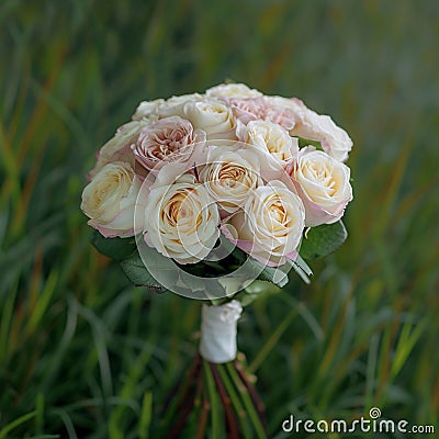 Exquisite white roses bundled with care, a symbol of pure beauty Stock Photo