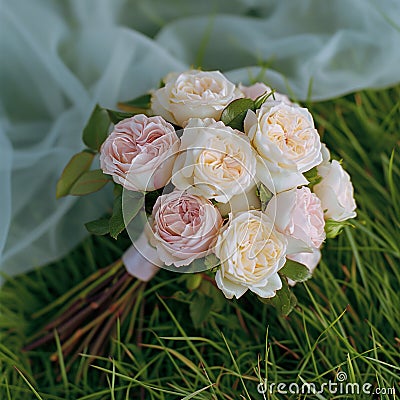 Exquisite white roses bundled with care, a symbol of pure beauty Stock Photo
