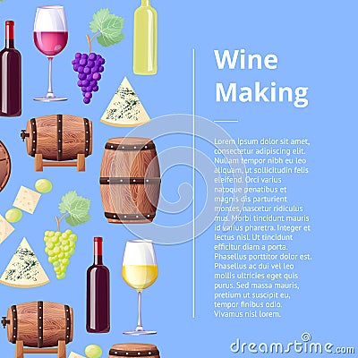 Exquisite Wine Making Process Promotional Poster Vector Illustration