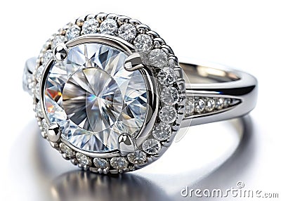Exquisitely Detailed Diamond Ring A DocumentaryStyle Exploration of Silver Jewelrys Sparkle and Shine Stock Photo