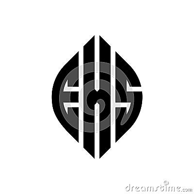 EXS circle letter logo design with circle and ellipse shape. EXS ellipse letters with typographic style. The three initials form a Vector Illustration