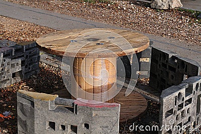 Extemporaneous resting place beside construction site Stock Photo