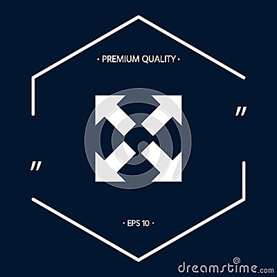 Extend, resize icon. Cross arrow sign. Vector Illustration