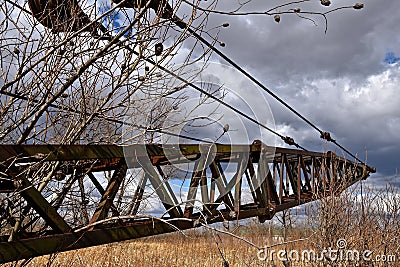 Old drag line with an extended boom Stock Photo