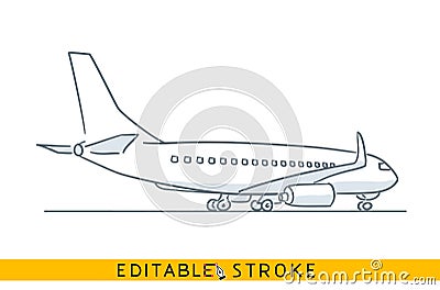 Airplane in airport. Freehand ink hand drawn icon sketch in doodle style Stock Photo