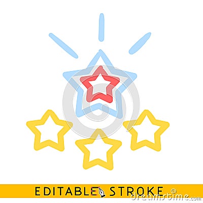 Stars award appreciate icon. Editable stroke flat line icon. Doodle sketch Stock Photo