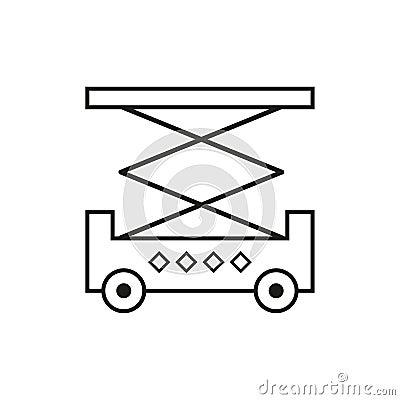 Extended scissor lift platform icon. Vector illustration. EPS 10. Vector Illustration