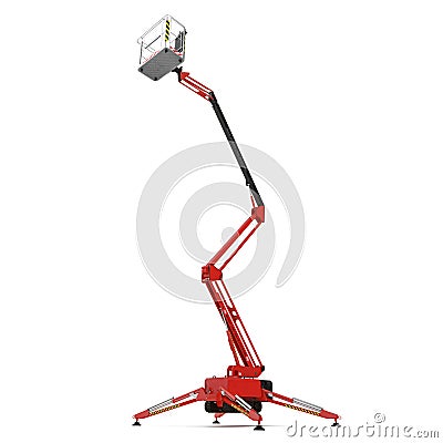 Extended scissor lift on white. 3D illustration Cartoon Illustration