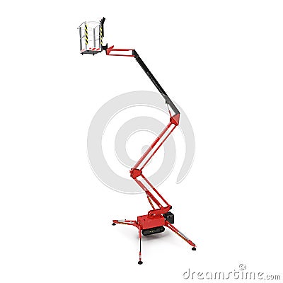 Extended scissor lift on white. 3D illustration Cartoon Illustration