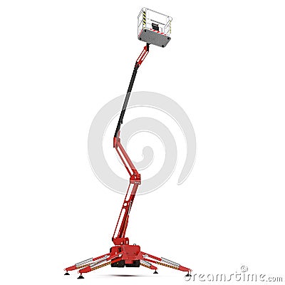 Extended scissor lift on white. 3D illustration Cartoon Illustration