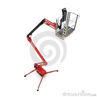 Extended scissor lift on white. 3D illustration Cartoon Illustration