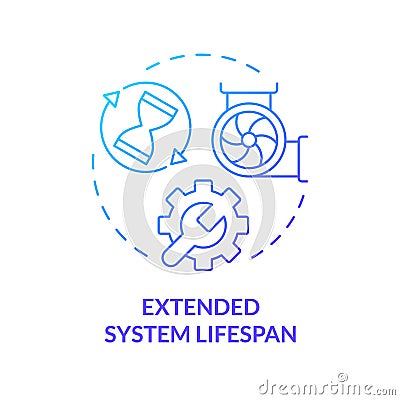 Extended system lifespan blue gradient concept icon Vector Illustration