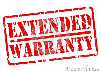 EXTENDED WARRANTY stamp with red text on white Vector Illustration