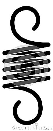 Extension spring with hooks. Metal coil helix icon Vector Illustration