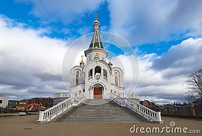 The city of Kaliningrad. The Church of the Holy Blessed Grand Duke Alexander Nevsky Stock Photo