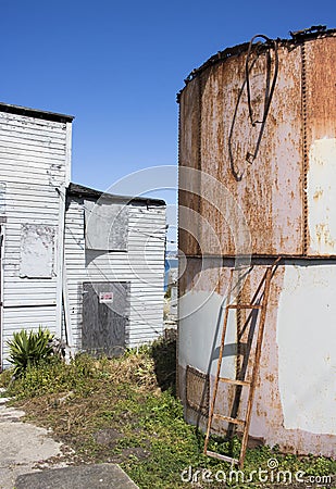 Exterior Abandoned Cannery Building in California Stock Photo