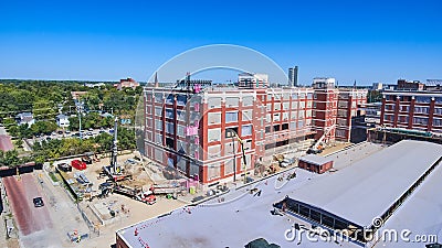 Exterior aerial of downtown Fort Wayne, Indiana General Motors construction site Editorial Stock Photo