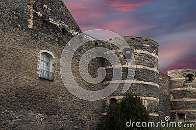 Exterior of Angers Castle, Angers city, France Stock Photo