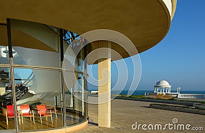 Art Deco curved exterior. De la Warr Pavilion. Bexhill, Sussex Editorial Stock Photo