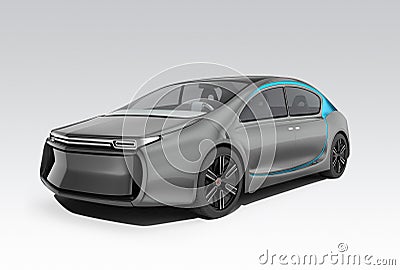 Exterior of autonomous electric car on gray background Stock Photo