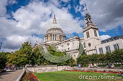 Exterior of beauitful Saint Paul`s Cathedral Editorial Stock Photo