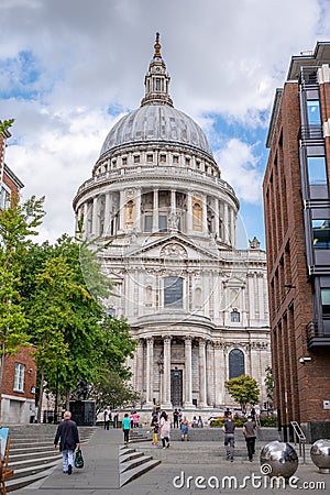 Exterior of beauitful Saint Paul`s Cathedral Editorial Stock Photo