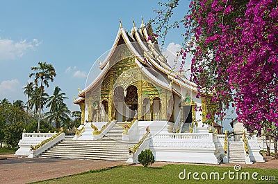 Buddhist Temple at Haw Kham Royal Palace complex in Luang Prabang, Laos. Stock Photo