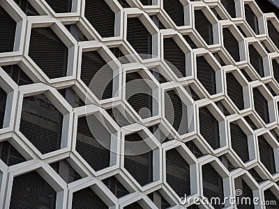 Exterior of building with triangular and polygon shapes Stock Photo