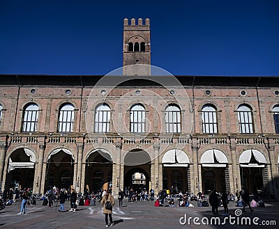 Piazza Maggiore, Bologna, Italy Editorial Stock Photo