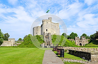 Exterior of Cardiff Castle â€“ Wales, United Kingdom Stock Photo