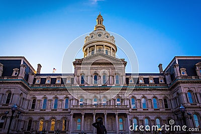 The exterior of City Hall in downtown Baltimore, Maryland. Stock Photo