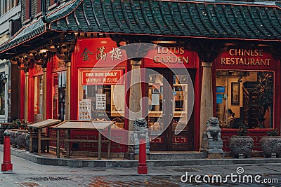 Exterior of closed Lotus Garden restaurant in Chinatown, London, UK Editorial Stock Photo