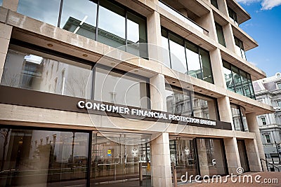 Exterior of Consumer Financial Protection Bureau, Washington DC Editorial Stock Photo