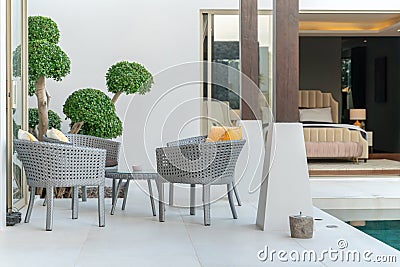 Exterior design with chair and table in the resort Stock Photo