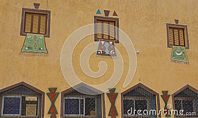 The exterior design and drawings of a Nubian house in Aswan Stock Photo