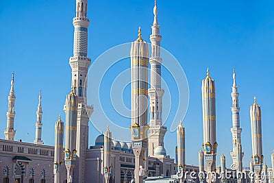 Exterior Design of Nabawi Mosque (Prophet's Mosque). Medina. Masjid Nabawi the second holiest site in Islam Stock Photo