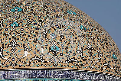 Sheikh Lotfallah Mosque cupola in Isfahan, Iran. Stock Photo