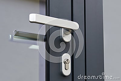 Exterior door handle and Security lock Stock Photo