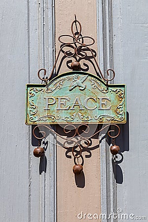 Exterior door hanging ornament with the word 