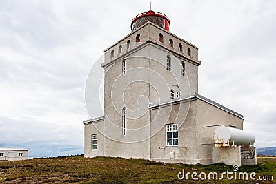 exterior of Dyrholaeyjarvit lighthouse in Iceland Stock Photo