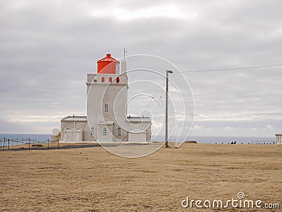 Exterior of the DyrhÃ³laey lighthouse Stock Photo