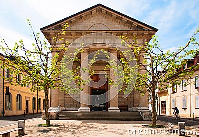 Exterior of Eglise Sainte-Croix in Carouge city, Geneva, Switze Editorial Stock Photo