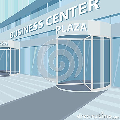 Exterior of facade of glass office business center Vector Illustration