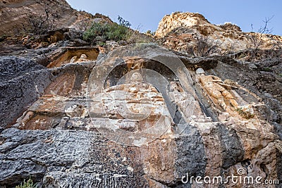 Exterior facade view of Adamkayalar or man rocks Stock Photo