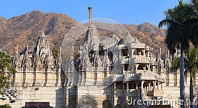 Exterior of famous Adinath Jain temple in Ranakpur, Rajasthan state of India Stock Photo