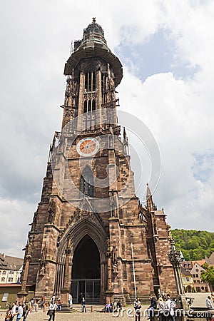 Exterior of Freiburg Munster cathedral in Freiburg im Breisgau Editorial Stock Photo