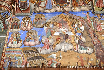 Exterior fresco paintings of bible stories Editorial Stock Photo